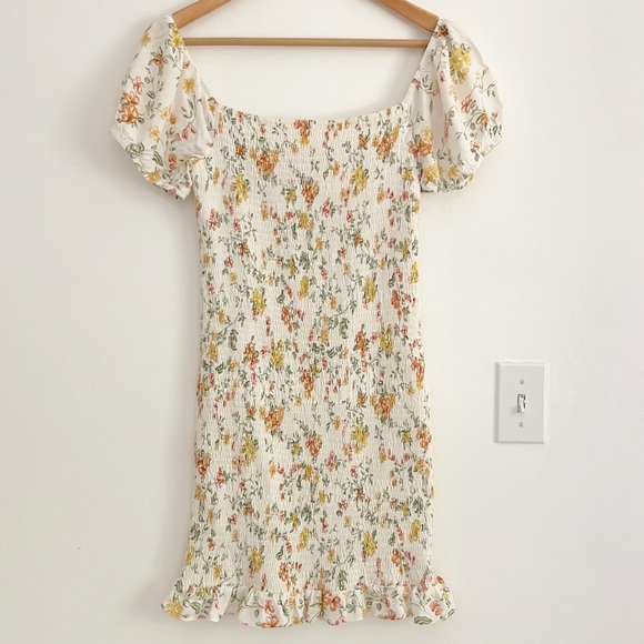 Lost + Wander Big Escape Floral Minidress Smocked Short Puff Sleeve - Picture 9 of 16